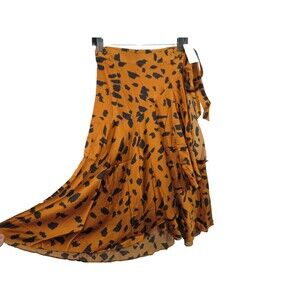 Cooper St Women's Wildcat Animal Print Wrap Midi Skirt Size 6